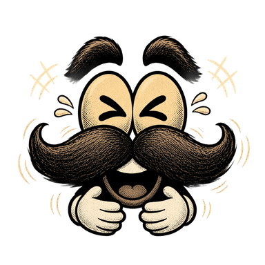 Stache is laughing